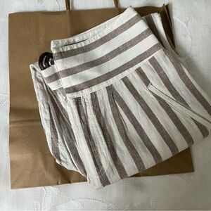 Anthropologie Brown and White Striped Cropped Pants Size 4